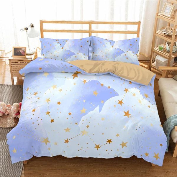 

kids quilt cover stars print girl bed pillowcase cartoon bedspread 2/3pc boy bedding set luxury bedroom decor sets