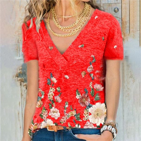 

women's blouses & shirts casual loose lady tees autumn winter fashion v-neck breathable flower print long-sleeved blouse women clothing, White