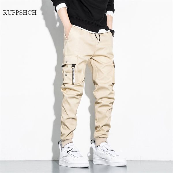 

8xl cargo pants men spring solid color hip-hop multi-pocket plus size sports casual 210707, Black