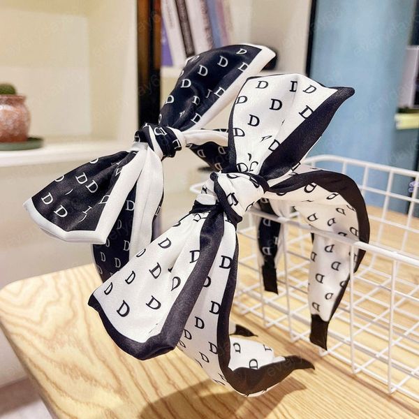 

bohemian letter satin big bow hairband headband hair accessories, Silver