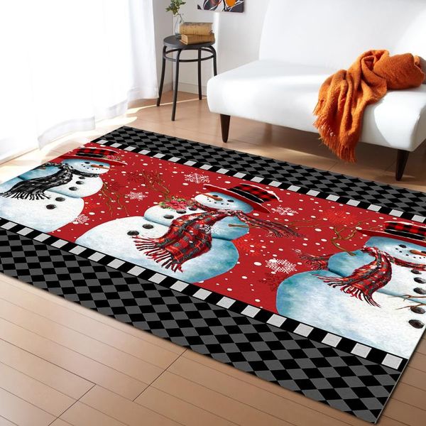 

carpets christmas snowman plaid carpet for living room bedroom bedside rugs soft decoration mat