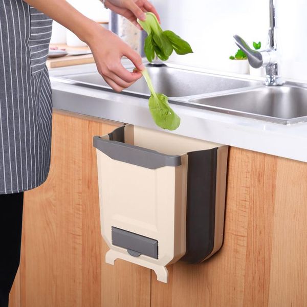 

waste bins collapsible bathroom trash can silica gel folding kitchen cabinet door hanging storage toilet car garbage recycling bin