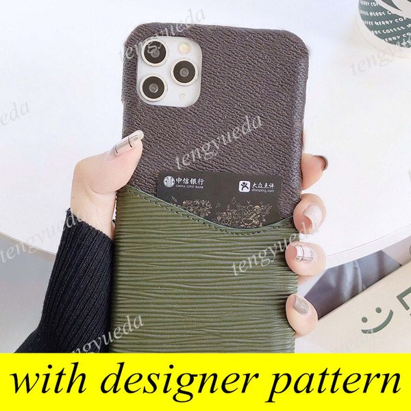 

Fashion Designer Phone Cases for iphone 15 15pro 14 14pro 14plus 13 13pro 12 11 pro max XR Xsmax Classic Pattern Leather Card Holder Metal Tags Case with Samsung S22 S23, Green brown flower