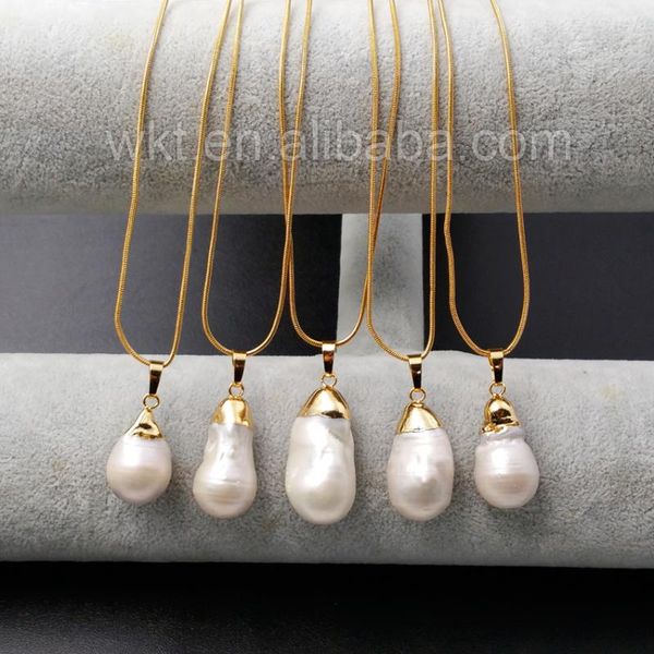 

pendant necklaces wt-n912 wkt fashion irregular waterdrop shape natural freshwater pearl necklace witn gold color women, Silver