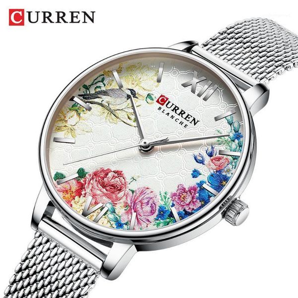 

wristwatches 2021 curren ladies quartz watch for women fashion casual dress ultra-thin clocks retro elegant and refined romantic style, Slivery;brown