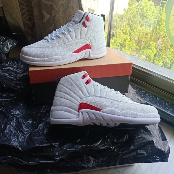 

shoes 12 twist men basketball reverse flu game 12s white university red-black varsity raging bull sports sneaker ct8013-106 us