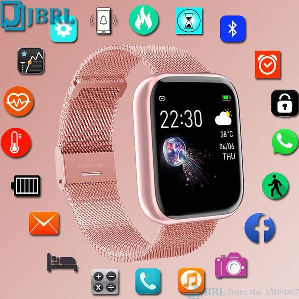 

watch bands fashion stainless steel smart women men electronics sport wrist for android ios square smartwatch clock hours, Black;brown