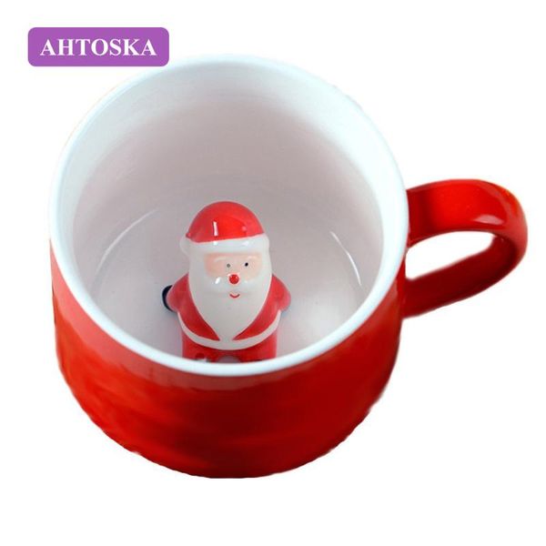 

mugs ahtoska coffee mug 3d christmas ceramic milk red water cup with a lid gifts