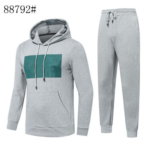 

sell well men sportswear set brand mens tracksuit sporting fitness clothing two pieces sweatshirts + pants casual men's track suit asia, Gray