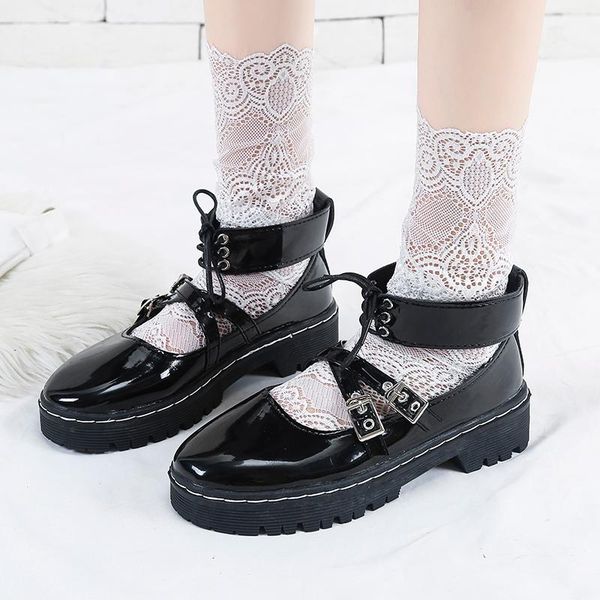 

dress shoes buckle cosplay round toe ankle strap woman double drop ladies sweet lolita platform mary janes women pumps, Black