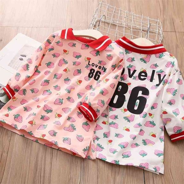 

spring autumn 2 3 4 6 8 10 years children cotton long sleeve full print design basic t-shirt for baby kids girls 210625, Blue