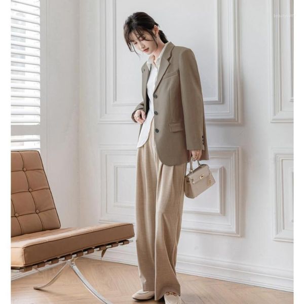 

women's suits & blazers casual women long sleeve loose suit jacket female nice office solid color, White;black