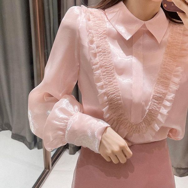 

women's blouses & shirts streamer yarn shirt for women 2021 long sleeve spring super fairy age-reducing design fashionable french minor, White