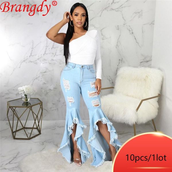 

women's jeans bulk lots wholesale items denim pants solid hold zipper one piece women personality trousers b7311, Blue