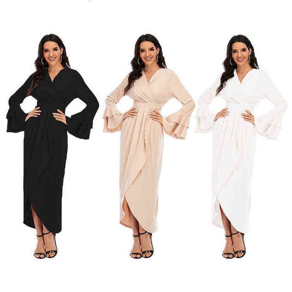 

casual dresses zhiyiduoduo fashion pleated flare sleeve irregular lace up 21410, Black;gray