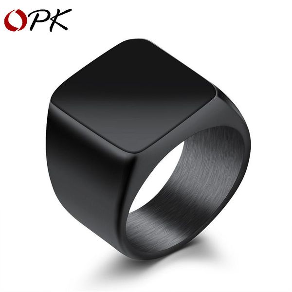 

fashion simple all smooth square aggressive gold business men's single ring, Silver