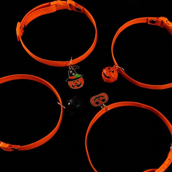 

cat collars & leads 4types est halloween pumpkin demon pendant necklace puppy cosplay tie for party rabbiit dog supplier