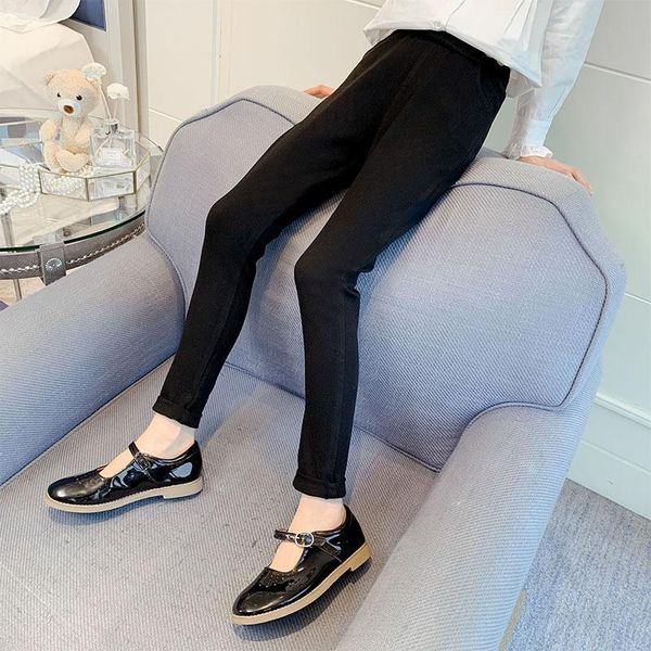 

trousers 2021 girls leggings spring autumn kids girl white black elastic skinny children pencil pants for 4 to 13 years, Blue