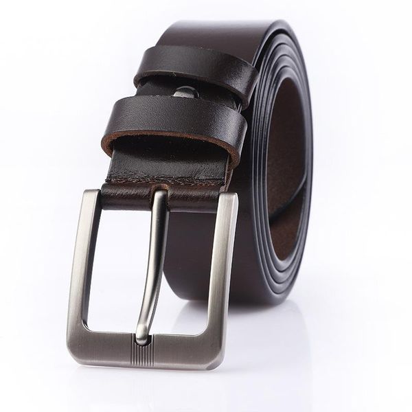 

belts men's first layer yellow leather belt 2021 fashion korean leisure business needle buckle pants, Black;brown