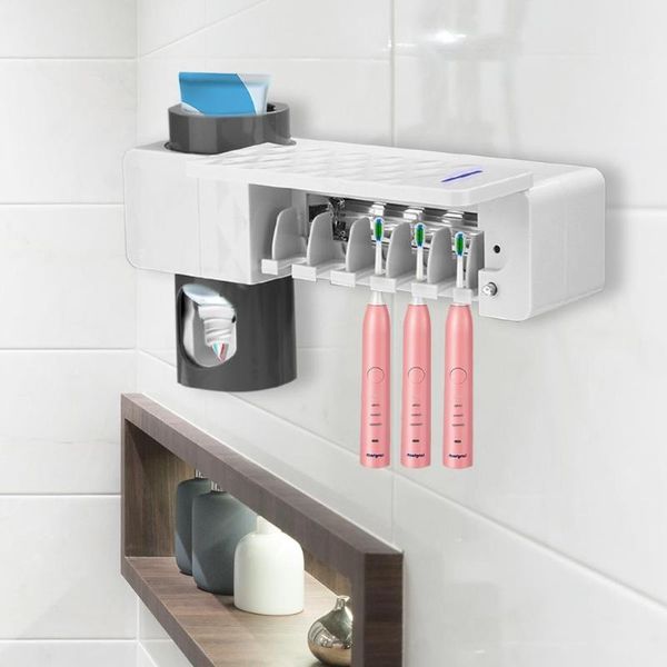 

in 1 toothbrush sterilizer cleaner auto ultraviolet toothpaste squeezer holder automatic set bath accessory