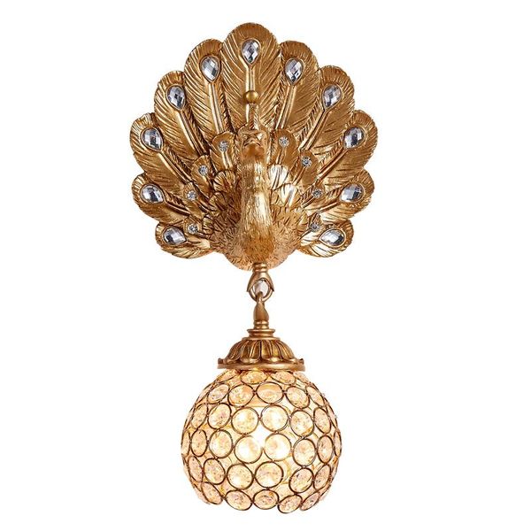

wall lamp haixiang bedroom resin peacock crystal light staircase foyer sconce