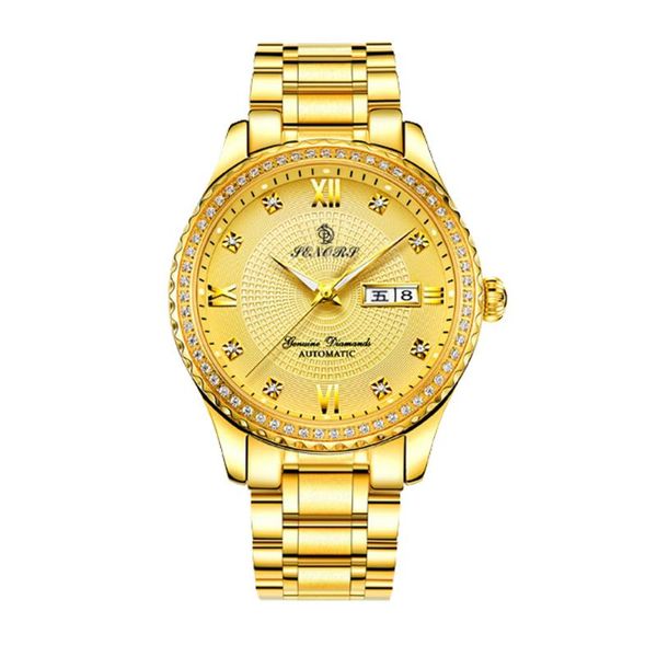 

luxury men watch 22k gold` automatic for wristwatches, Slivery;brown