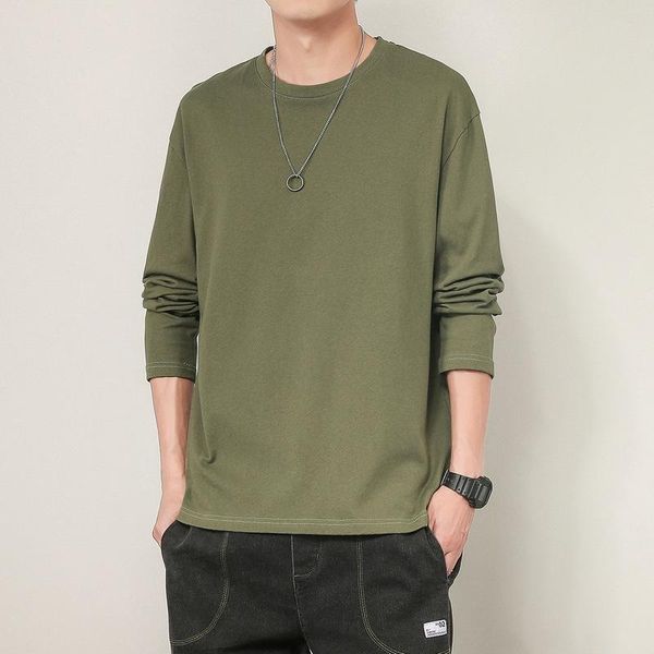 

men's t-shirts 2021 spring sunmer long sleeve men o-neck loose casual t shirts fashion comfortable clothing korean style, White;black