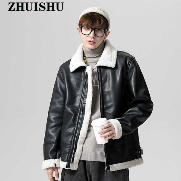 

mens leather sweater jacket zipper cardigan coat autumn winter casual fashion male youth pu lapel clothing men's jackets, Black;brown