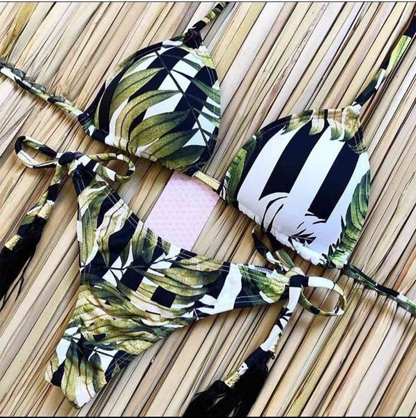 

swimsuit 2020 printed bikini new strap, White;black