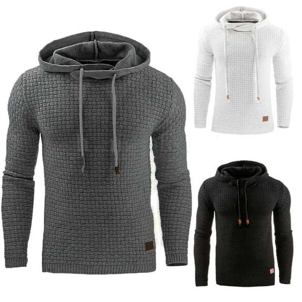 

gym clothing autumn and winter european american mens jacquard sweater long-sleeved hoodie warm color hooded sweatshirt jacket compr, White;black