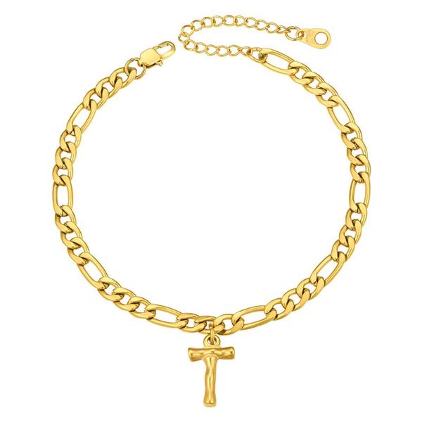 

anklets prosteel initial bamboo letter t u v w x y z anklet for women gold plated stainless steel jewelry, 8.5-10.5 inch adjustable a464, Red;blue