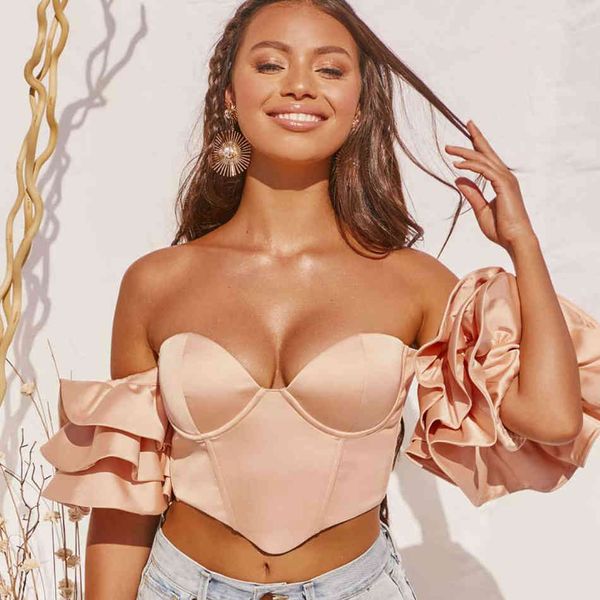 

adyce summer fashion apricot off shoulder short women ruffles club celebrity runway party crop, White