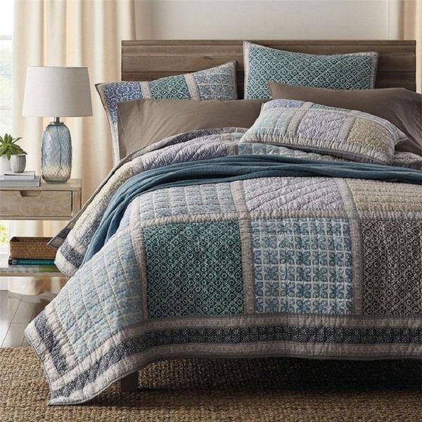 

comforters & sets chausub cotton bedspread quilt set 3pcs coverlets handmade patchwork quilted american quilts bed cover king size thick bla