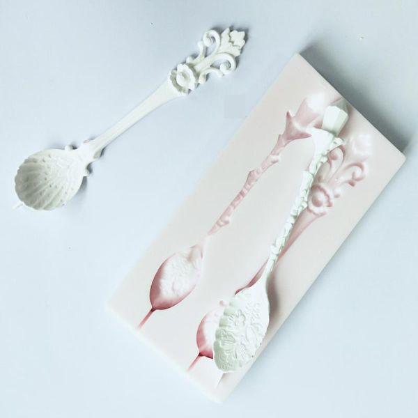 Cake Tools Spoon Shape Fondant Silicone Mold Cookie Ice Cream Molds Biscuits Candy Chocolate Mould Baking Decoration AoukeCake
