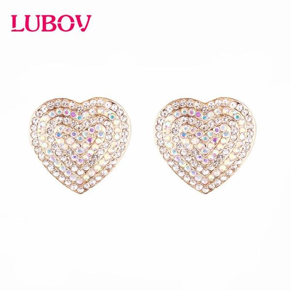 

light blue heart stud earrings women fashion noble wedding jewelry gold plating, Golden;silver
