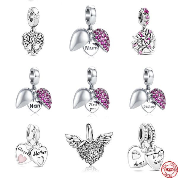 2020 neue Mama, Nan, ich liebe dich, Schwester, Stammbaum, DIY-Charm, passend für Original-Pandora-Charms, Silber 925-Armband, X252