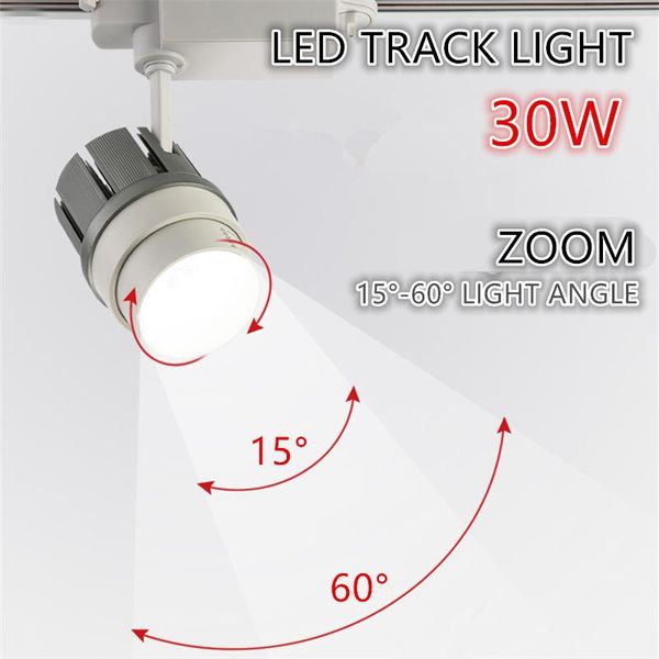 

track light cob 30w zoom angle ajustable clothing shop windows showroom spotlight ceiling rail spot lamp lights