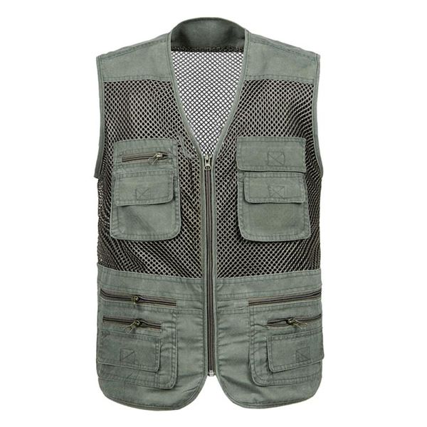 

men's vests large size 2021 mesh quick-drying male with many pockets mens breathable multi-pocket fishing vest work sleeveless jacket, Black;white