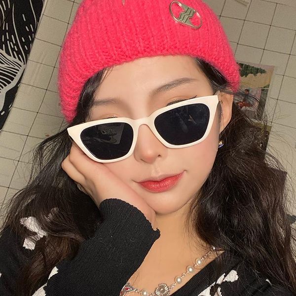 

sunglasses products 2021 trending small frame vintage personality cat eye women luxury designer decorative glasses uv400, White;black