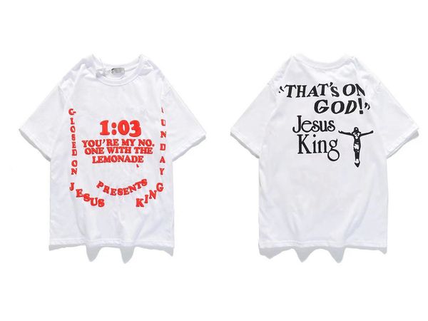 

factory luxury t shirt euro american kanye short sleeve men's 2021 summer new loose large half high street t-shirt women, White;black