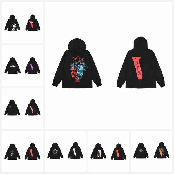 

mens big v hip hop stylist hoodies long sleeve vlones hoodie men women sweatshirts ow of pa white essential tech fleece hoodies, Black