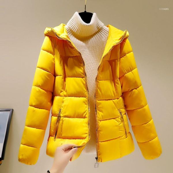 

women's down & parkas plus size m-3xl women winter short 2021 thick warm female hooded jacket casual solid outwear coat1, Black