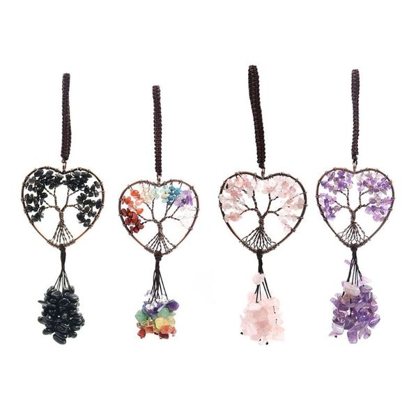 

garden decorations 77jb 7 chakras stones pendant heart tree of life car hanging ornament wall window decor meditation healing crystal home
