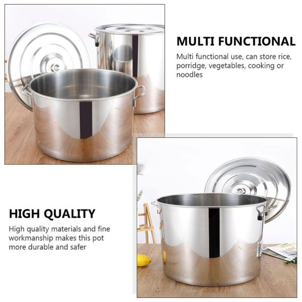 

storage bottles & jars 1pc stainless steel water bucket porridge rice soup pot with lid