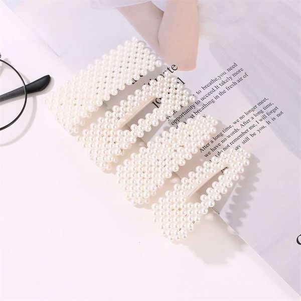 

hairpin korean sweet geometric hairpin personality imitation pearl water drop hollow duck beak edge clip, Golden;silver