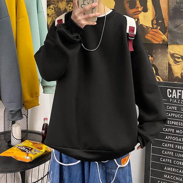 

fashion mens casual sweatshirts harajuku solid color men oversized hoodies korean woman loose pullovers 4xl men's &, Black