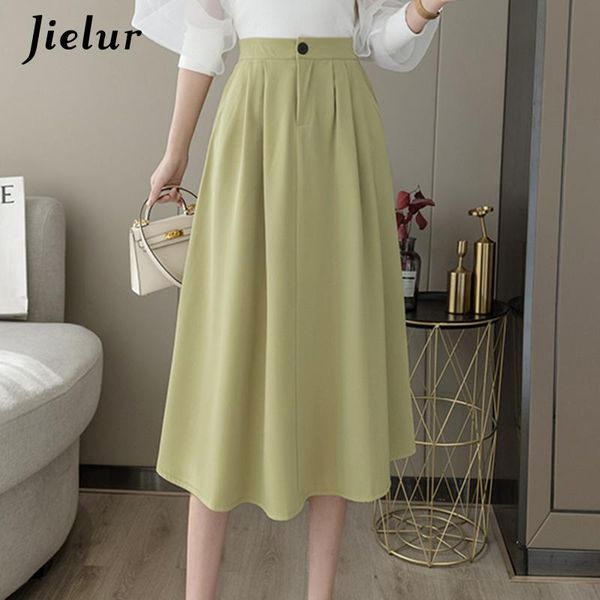 

skirts fashion skirt summer 2021 high-waisted a-line pockets casual pleated black apricot green for women s-xl