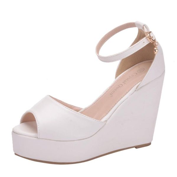 

wedges sandals shoes for women bohemian buckle strap womens platform summer high-heeled fish mouth, Black