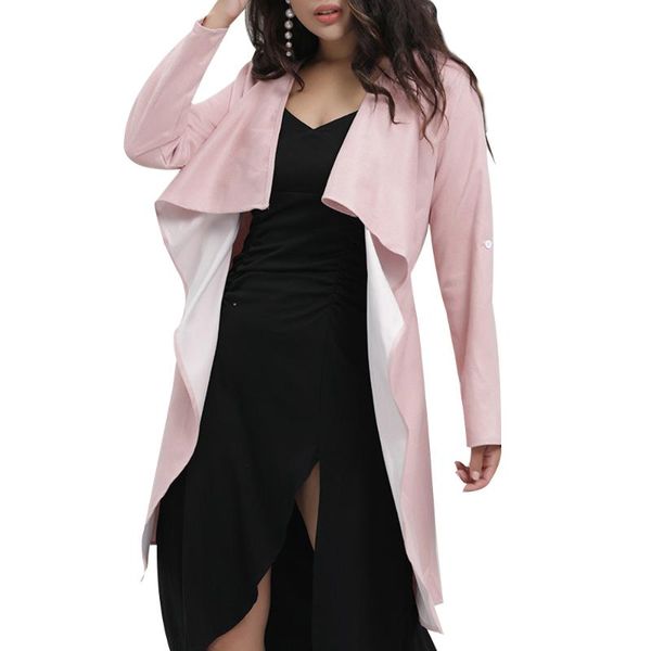 

women's trench coats fall streetwear hipster europe and the united states collage long sleeve lapel slim shape coat windbreaker oc29, Tan;black