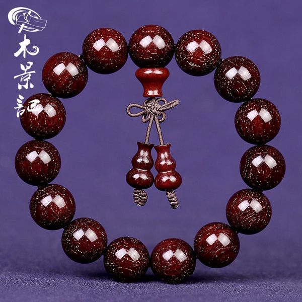 

link, chain full gold star deep purple old materials lobular rosewood buddha beads bracelet men's single ring, Black
